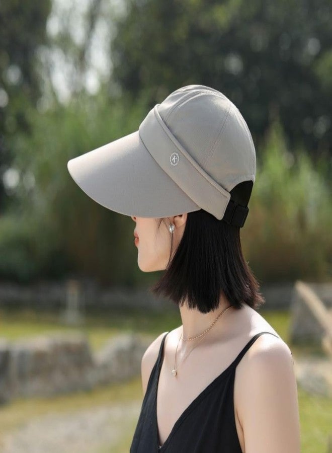 VesipaFly Women Sun Hats Detachable Wide Brim Sun Protection UPF 50+ Packable 2 in 1 Summer Beach Visor Cap (Khaki) - Image 3